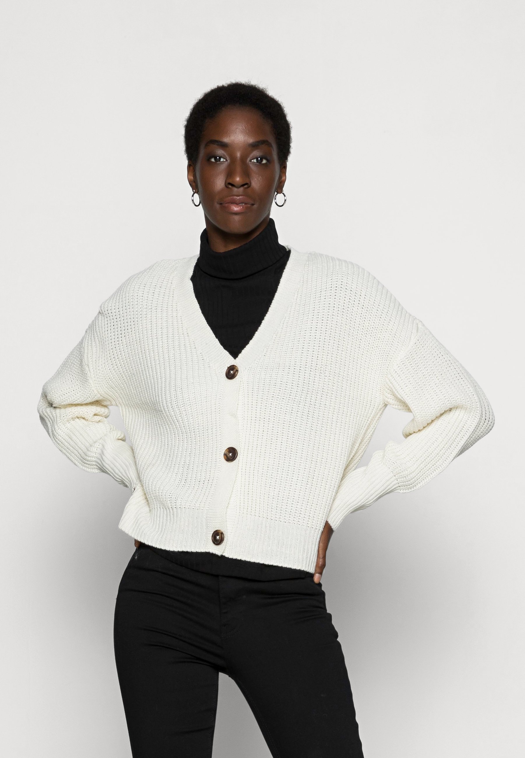 Vero Moda Tall VMLEA V NECK CUFF CARDIGAN - Vest - birch/crème - Zalando.nl