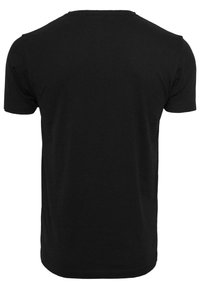 Black short-sleeve t-shirt with a crew neckline and a smooth cotton texture. Simple, unadorned design with no visible logos or patterns.