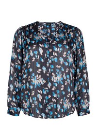 LANGARM MIT KNÖPFEN - Blus - black blue fl aop