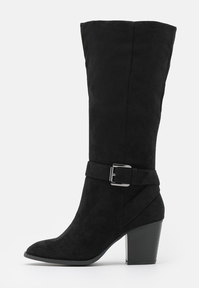 WIDE FIT BUCKLE LONG BOOT - Bottes - black