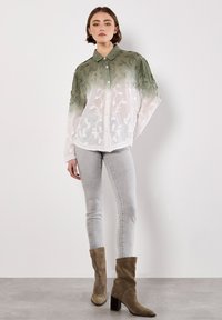 Apricot EMBROIDERED LEAF OMBRE  - Button-down blouse - khaki