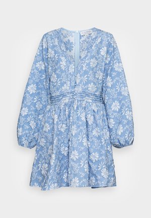 LORNA LUXE BLUE BALLOON SLEEVE MINI DRESS - Cocktailjurk - blue