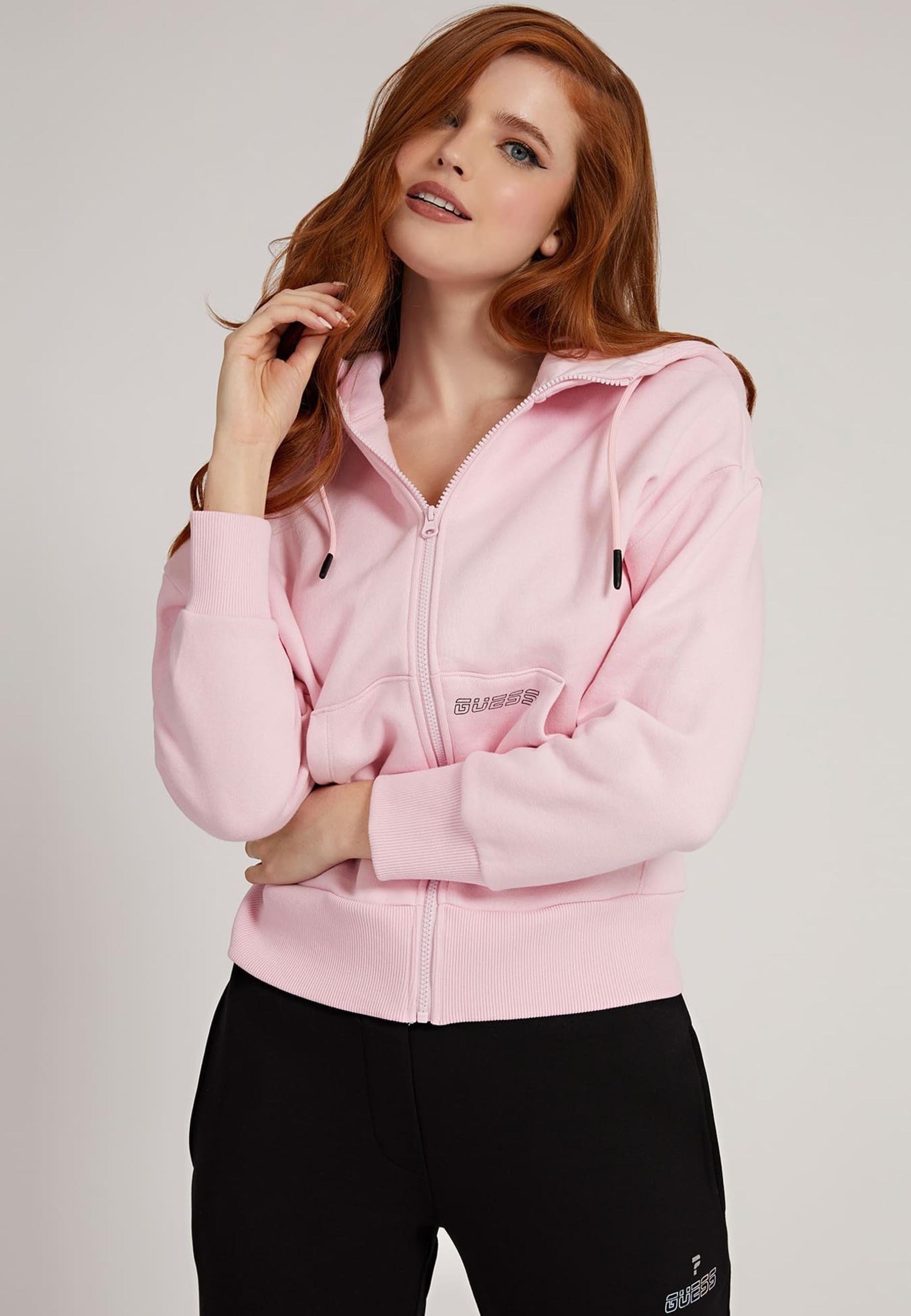 Guess Zip-up sweatshirt - light pink 