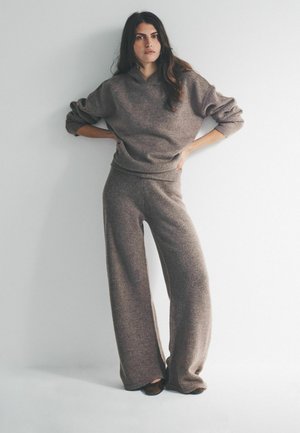 WIDE LEG JOGGERS SET - Džemperis ar kapuci - brown marl