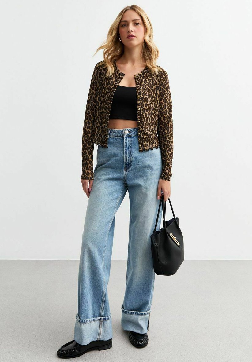 Lange blouse met luipaardprint - Grijs - Maat 40-64