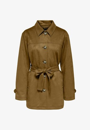 Pruunist sametist jope, millel on krae, esine nupud, vöö sidumine talje juures ja küljetaskud. Omab pehmet tekstuuri ja lahedat lõiget.