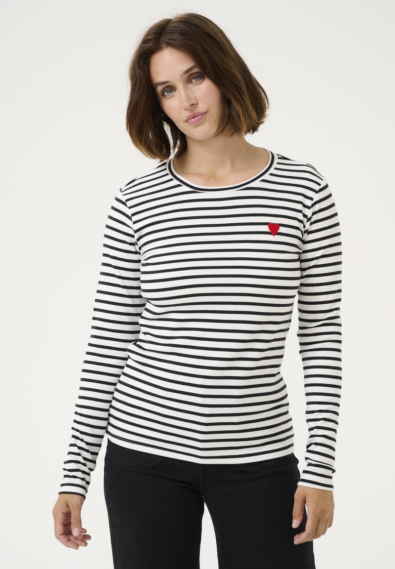 Kaffe LIDDY - Langarmshirt - chalk black fiery red heart