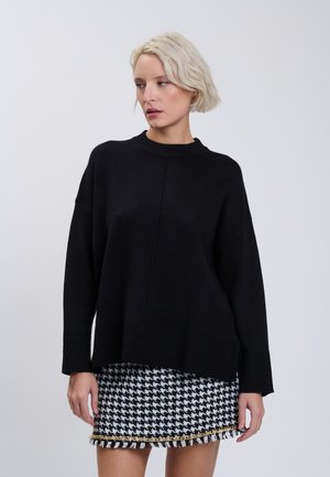 INFLUENCER, INFLUENCER PULLOVER STAND-UP COLLAR OVERSIZED PULLOVER - Trui - black