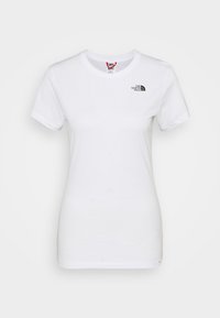 Vit bomullströja med korta ärmar. Har en liten svart logotyp på vänster bröst. Klassisk rund hals, mjuk textur och enkel design.