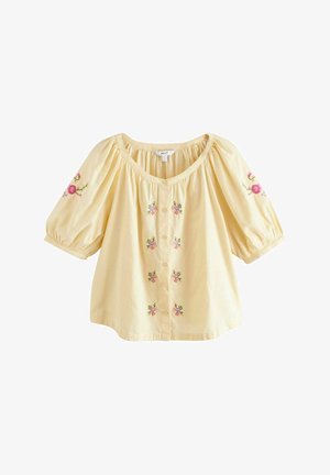 Next REGULAR FIT -EMBROIDERED PUFF SHORT SLEEVE - Bluse - buttermilk yellow