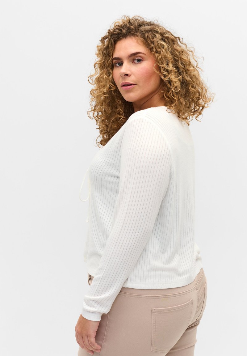 Damen Strickjacken | Zizzi WITH TIE-STRING Strickjacke white/weiß - VF18002 Damen Strickjacken | Zizzi WITH TIE-STRING Strickjacke white/weiß - VF18002