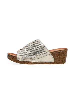 VENEZIA, HEELED MULES - Mules med hæl - gold