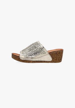 VENEZIA, HEELED MULES - Mules med hæl - gold