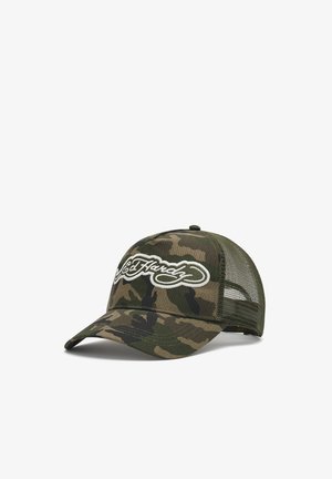 Ed Hardy, UNISEX EMBROIDERY APPLIQUE CORD 5 PANEL TRUCKER CAP - Cap - camo