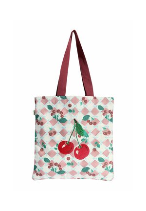 Love & Roses PRINTED CANVAS TOTE BAG . - Cabas - red cherry