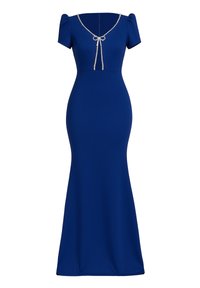 Diamante Embellished Bow Scuba Crepe Unique design Slim-fit Bridesmaids Maxi Dress