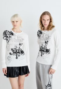 Jaded London GOTHIC WAFFLE HENLEY UNISEX - Μπλούζα με μακριά μανίκια - white