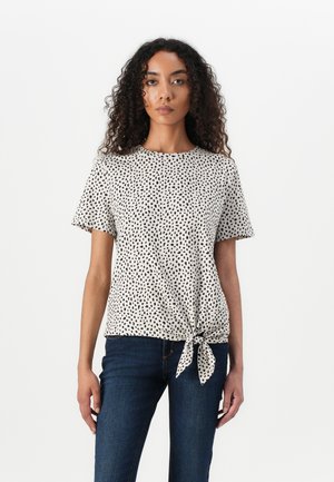 TOM TAILOR DENIM Marškinėliai su spaudiniu - beige/black