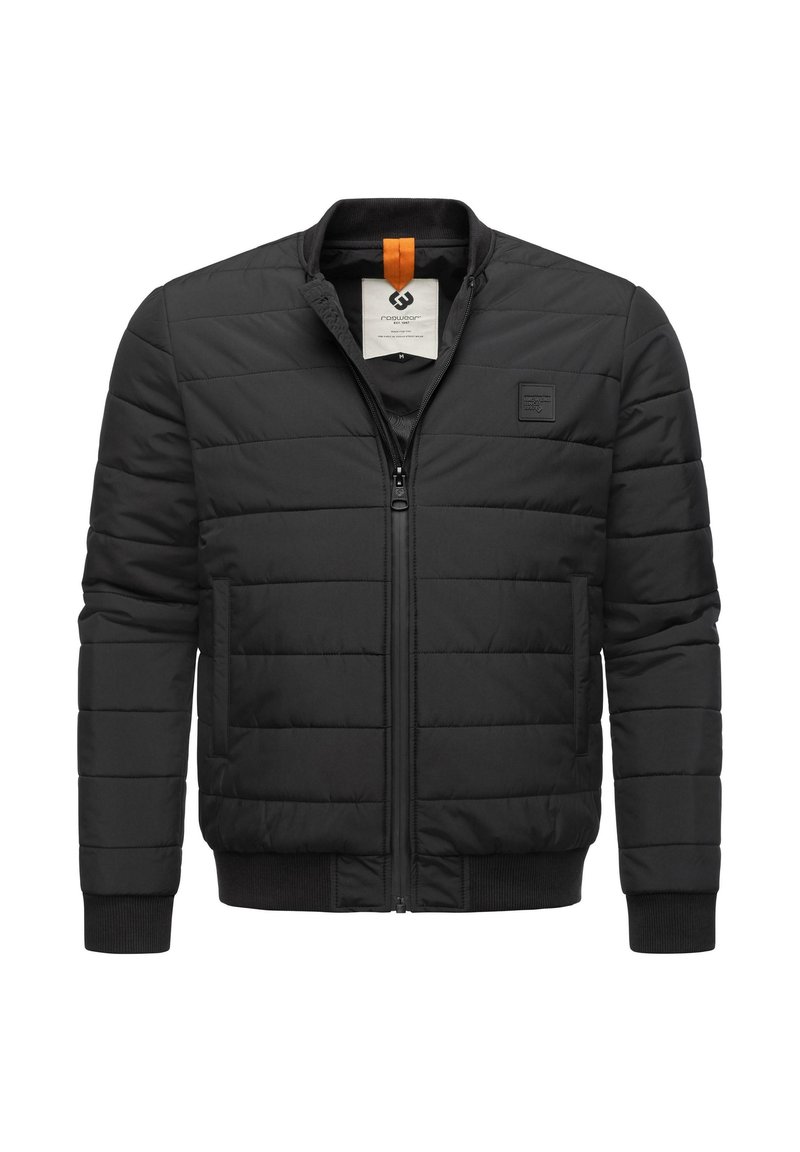 Czarna pikowana kurtka bomberka z zamkiem błyskawicznym, ściągaczami na mankietach i kołnierzu. Posiada wewnętrzną metkę oraz małe logo na piersi.