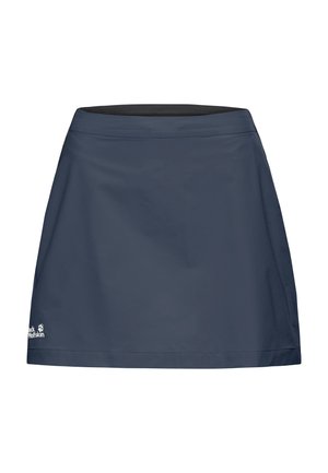 Gonna sportiva da esterno blu navy con fascia elastica in vita e piccolo logo bianco del marchio sul lato inferiore sinistro.