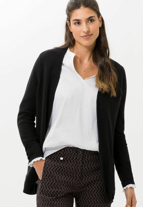 BRAX Style Alicia Alpaca Mix Solido Maglione Cardigan, Oliva, 52 Donna