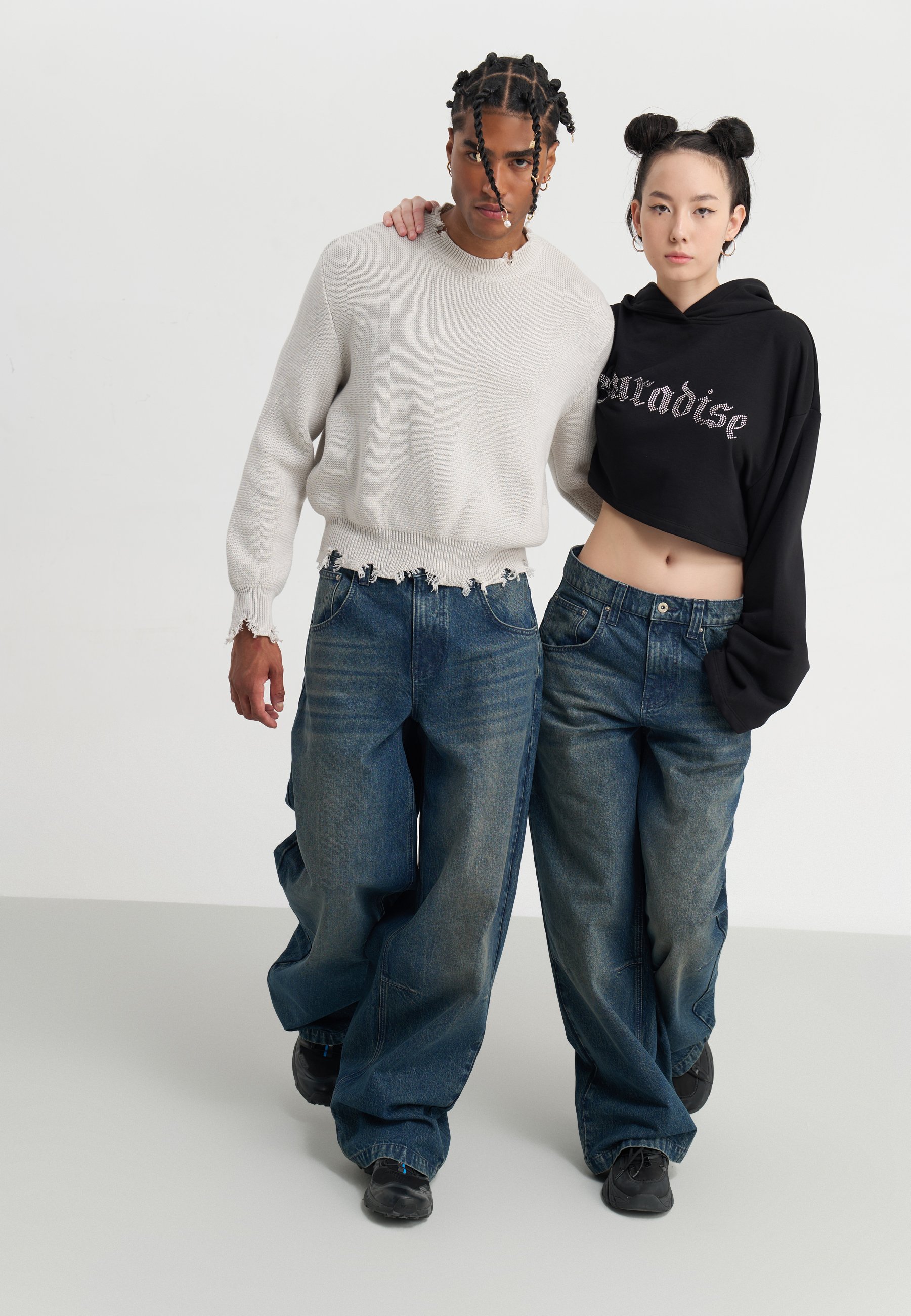★★TOGA DIRTY BAGGY DENIM PANT UNISEX YOURTURN by Zalando UNISEX - Baggy Jeans - dirty denim - Zalando.co.uk