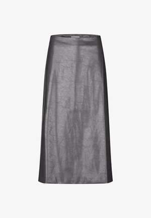 Hall hall, sile päris kergelt kortsus tekstuur, põlve pikkusega lõige ja lihtne, puhas disain. Ei mingeid nähtavaid detaile ega aktsente.