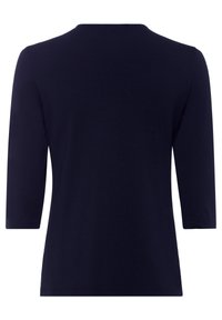Marineblaue Langarmshirt aus weichem Stoff, mit Rundhalsausschnitt und schlichtem Design ohne sichtbare Muster oder Akzente.
