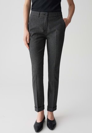 MID RISE ANKLE RELAXED FIT PEPITA - Pantaloni - black