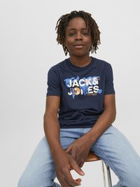 T-Shirt Garçon Jack & Jones Junior - 100% Coton - Col Crew - Print Summer - Taille Standard