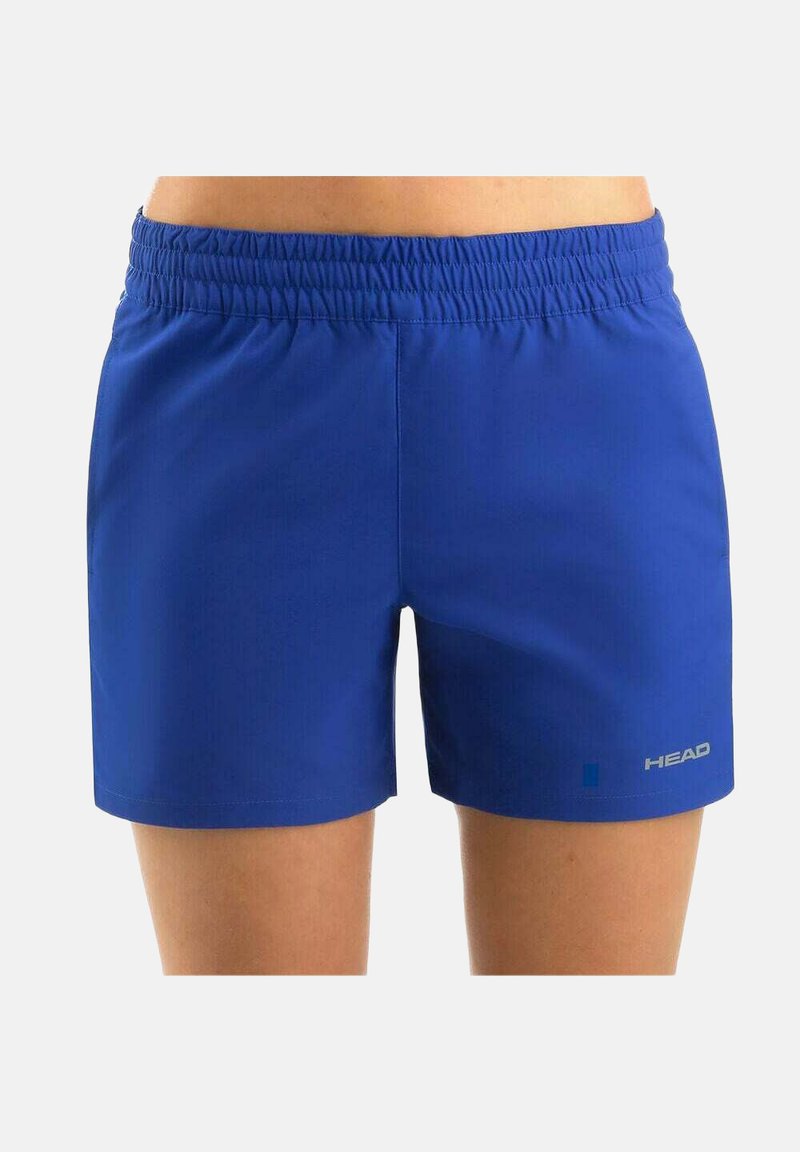 Pantaloni sportivi blu realizzati in tessuto leggero, con vita elasticizzata e dettaglio del logo sul lato sinistro inferiore.