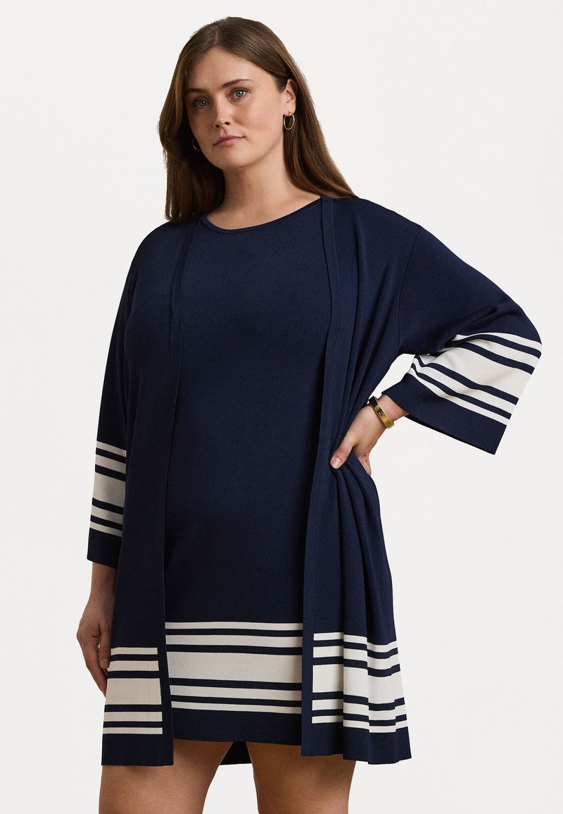 Lauren Ralph Lauren Woman TWO TONE CARDIGAN - Cardigan - refined navy/white