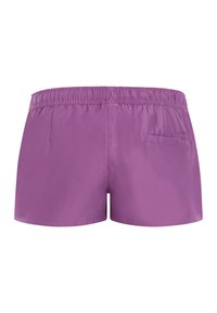 Lilla badebukser med elastisk taljebånd og en enkelt baglomme på højre side, vist mod en hvid baggrund.