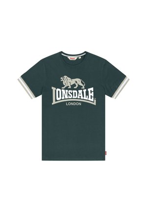 Lonsdale, LONSDALE HERREN T-SHIRT NORMALE PASSFORM KERGORD - Camiseta estampada - dark green white light green