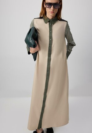 Touché Privé, COLOR BLOCK SHIRT DRESS - Φόρεμα πουκάμισο - khaki