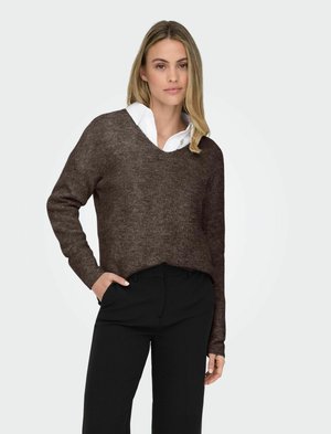 ONLCAMILLA V NECK - Pullover - chocolate martini