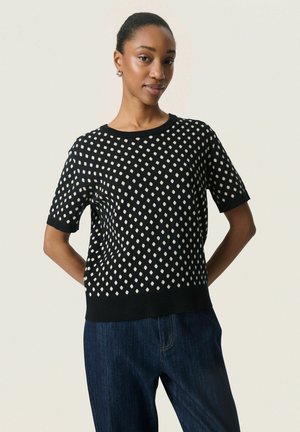 Soaked in Luxury Print T-shirt - black w sandshell dot