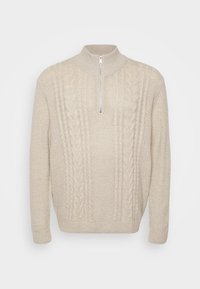 JJCRAIG HALF ZIP - Stickad tröja - mottled beige