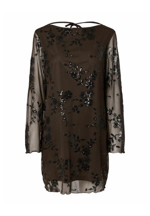 Pieces, LONG SLEEVED DRESS PCEVITA SEQUIN - Robe de soirée - brown