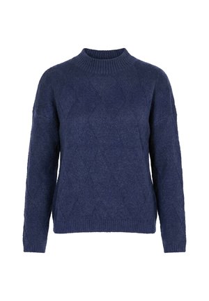 Ulla Popken, DIAMOND CROSS TEXTURED LONG SLEEVE TURTLENECK SWEATER - Jumper - ink blue