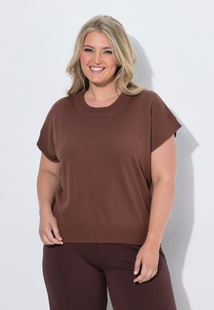 MIAMODA, PULLUNDER, LOOSE FIT, BREITE RIPPBÜNDCHEN - Camiseta básica - cognac brown