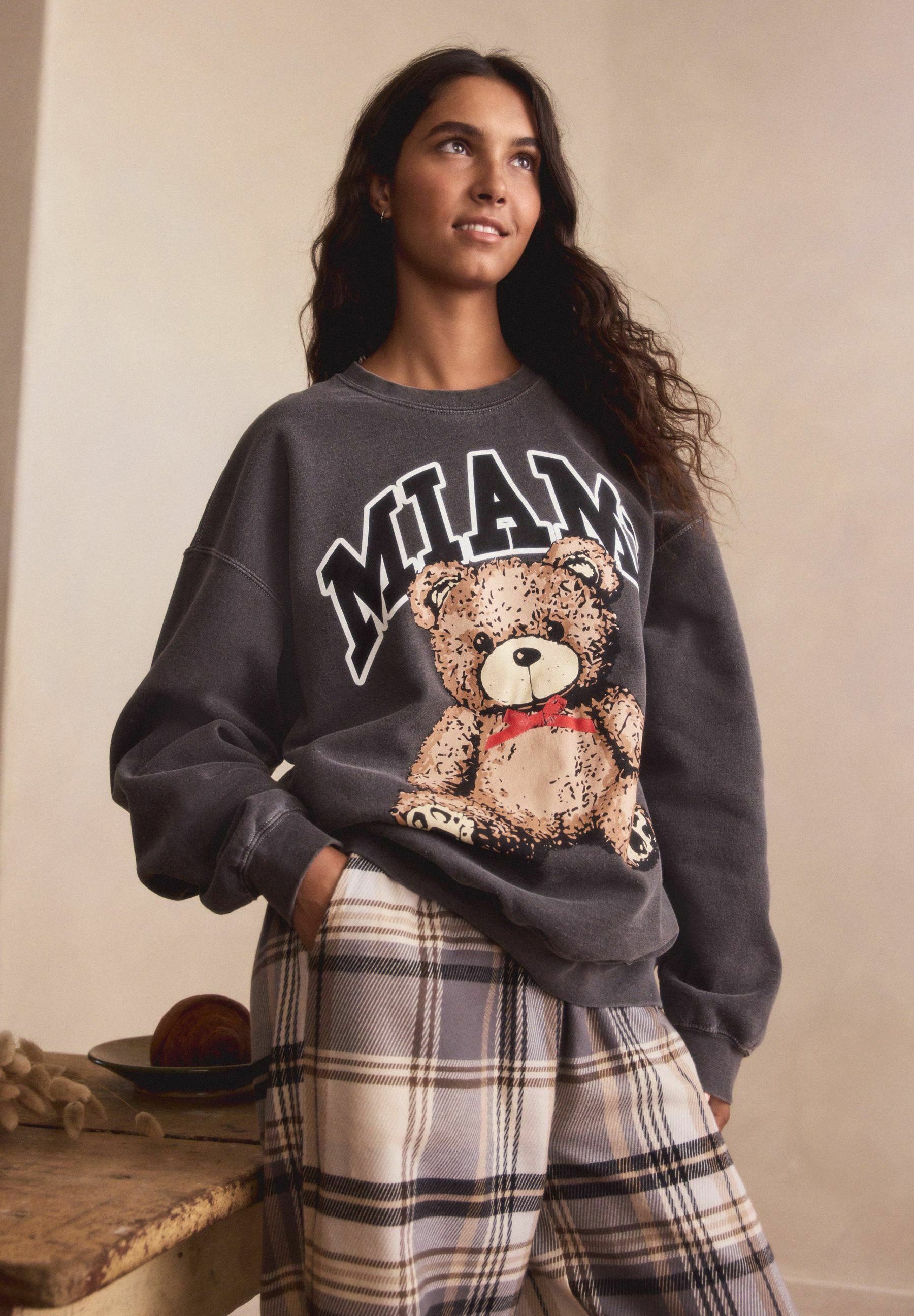 Next Sweatshirt - charcoal grey bear graphic/grey - Zalando