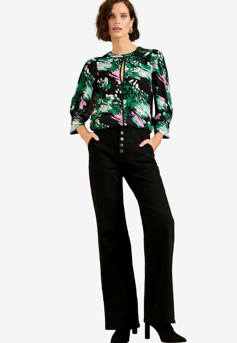 Love & Roses PETITE FIT - SEQUIN  CREW NECK 3/4 SLEEVE   - Camicetta - black animal