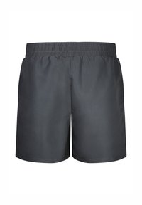 Shorts de bain pour hommes noirs avec taille élastique, design uni, et longueur mi-cuisse.