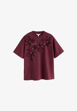 Next, REGULAR FIT - SHORT SLEEVE FLORAL EMBELLISHED T-SHIRT - T-shirts print - wine