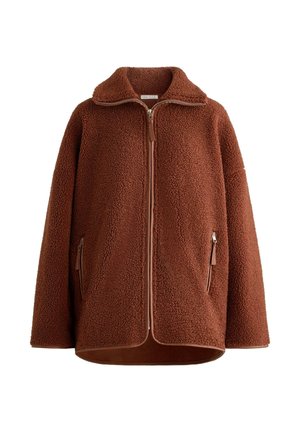 OVERSIZE FAUX-SHEARLING - Flísová bunda - dark red