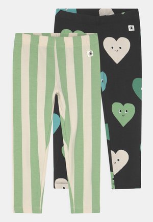 HEARTS & STRIPE 2 PACK UNISEX - Leggings - Trousers - off black