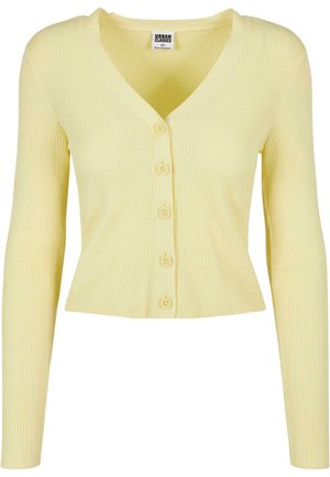 LADIES SHORT RIB KNIT CARDIGAN - Vesta na kopčanje - softyellow