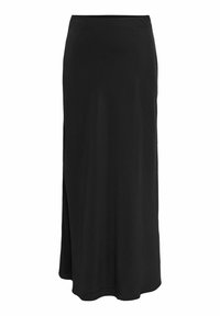 Μαύρη μακριά φούστα φτιαγμένη από μαλακό ύφασμα, με ελαφριά υφή, στενή μέση και σκίσιμο στη μια πλευρά για εύκολη κίνηση.