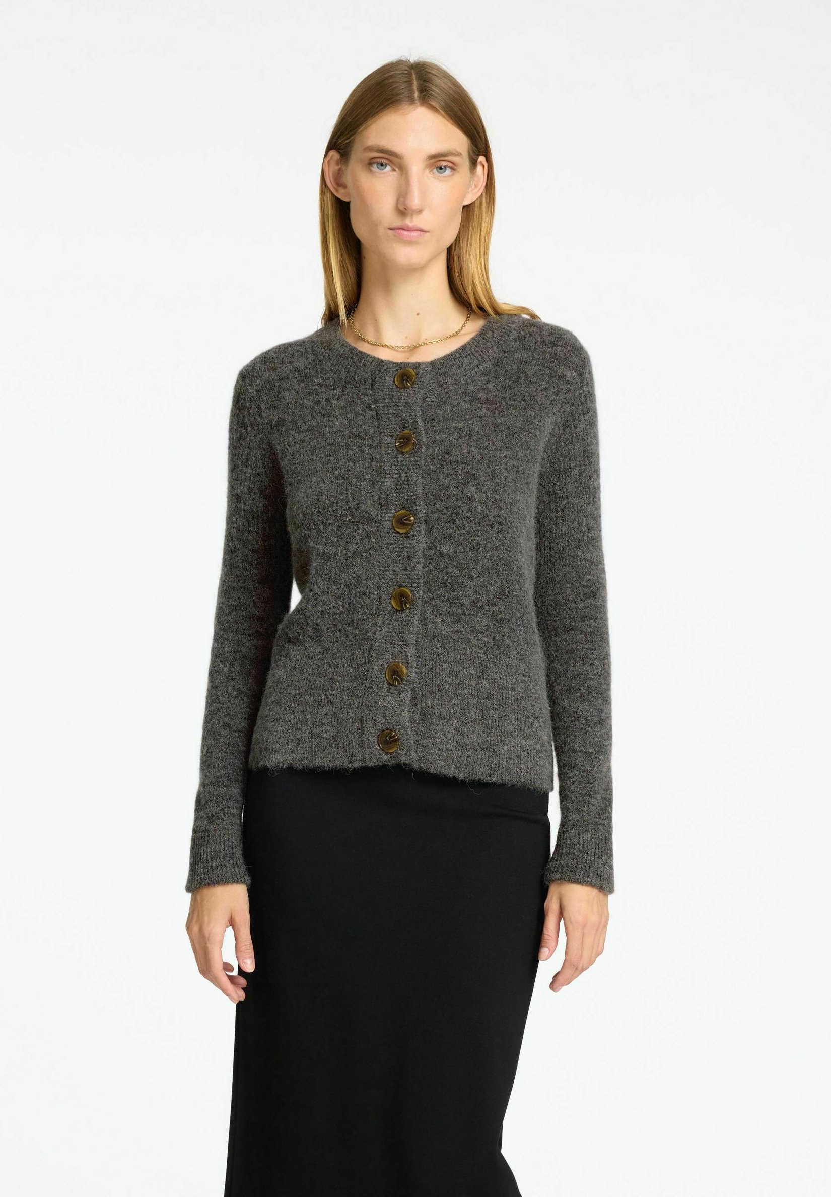 Cardigan Femme Gris - Pull à Col Rond - Taille Standard - Occasion